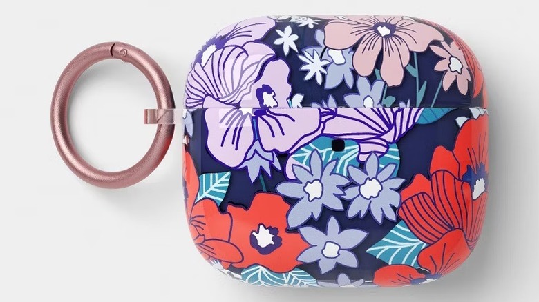 Flowery AirPod case on white background
