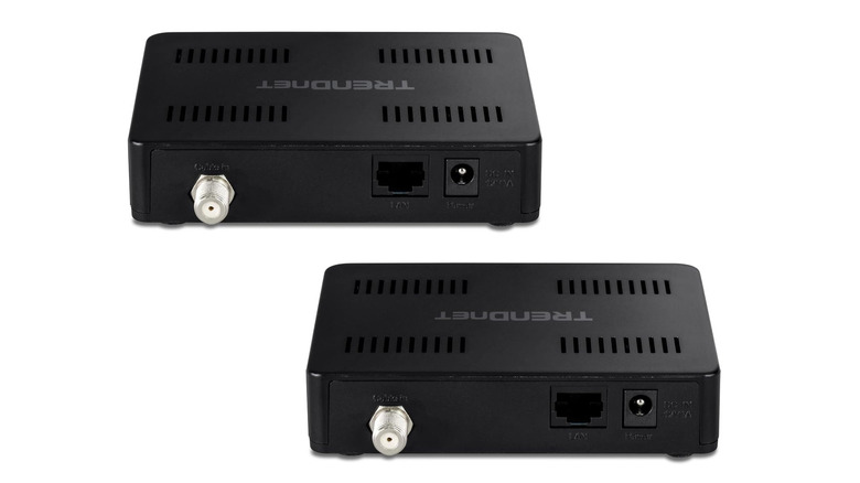 two TRENDnet MoCA adapters on a plain background