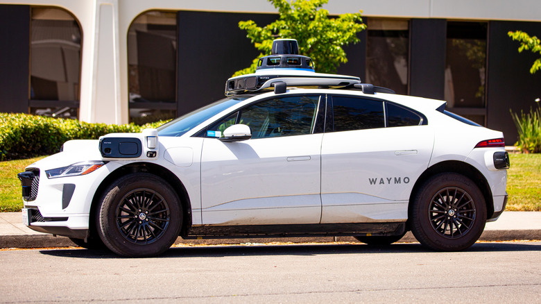 Side profile of a Waymo car