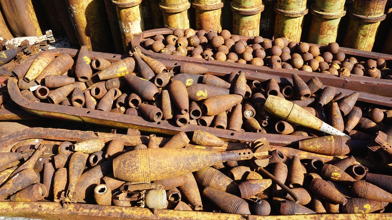 Smaller bombs from a larger cluster bomb