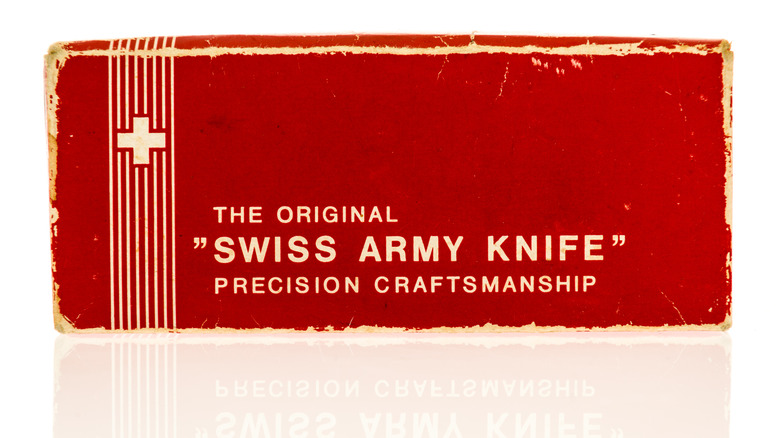 A vintage Swiss Army Knife box