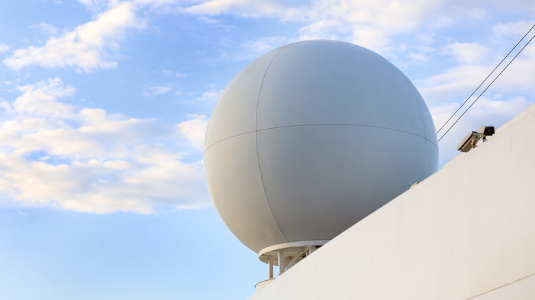 Close-up of cruise ship radome