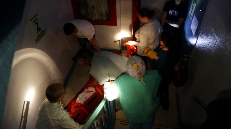 New York University Langone Medical Center evacuating a patient during Hurricane Sandy in 2012