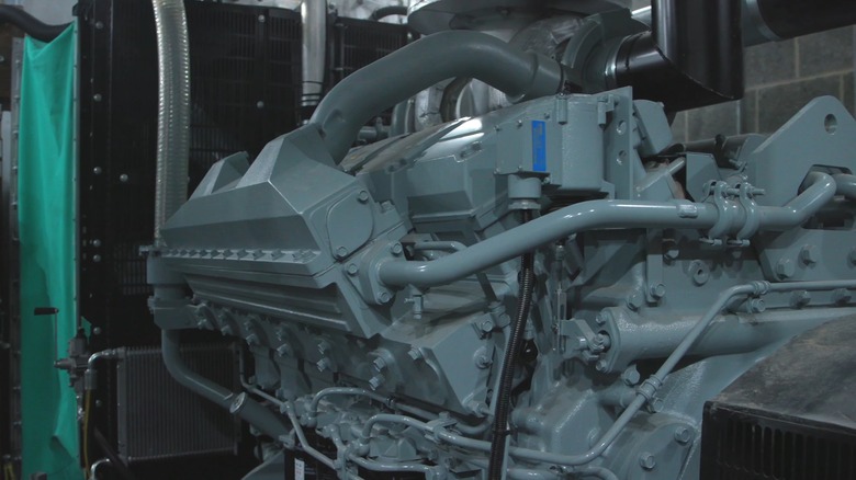 An emergency backup generator in a UK hospital