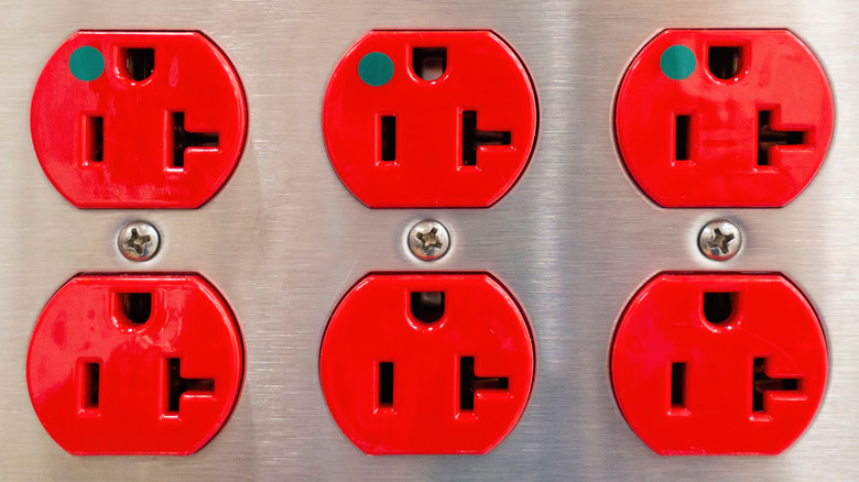 Red outlets at a medical facility