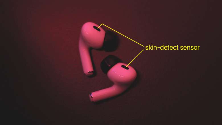 AirPods Pro with the skin-detect sensor in focus