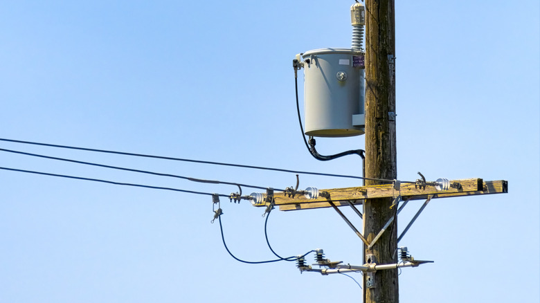 Pole-mount transformer on power line