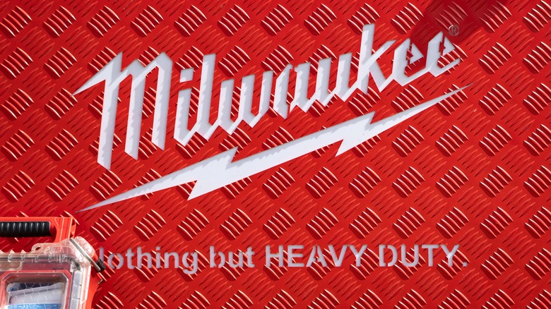 Milwaukee logo on red metal