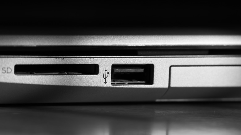 Close-up of USB port on a computer