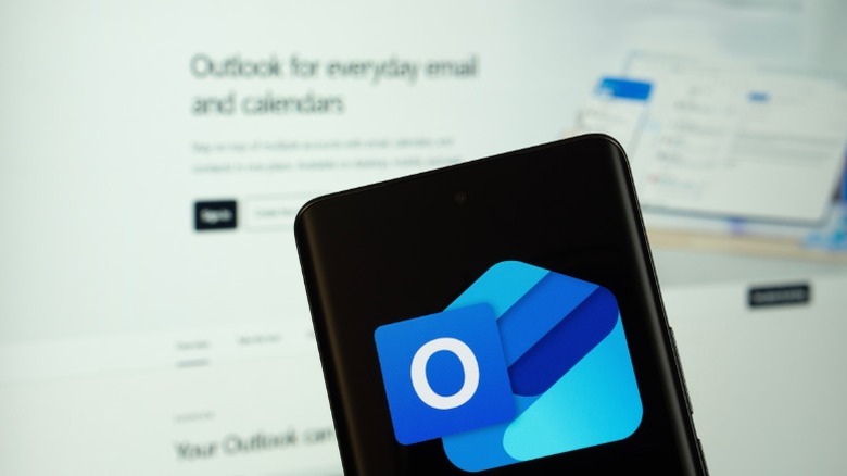 Microsoft Outlook logo on a phone