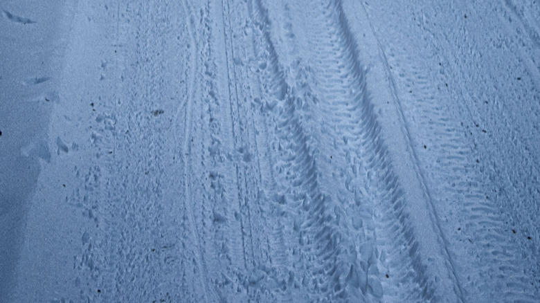 Ford F-150 parked on snowy road, front-right three-quarter view