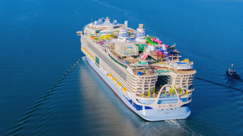 Aft view of Star of the Seas cruise ship in clear waters