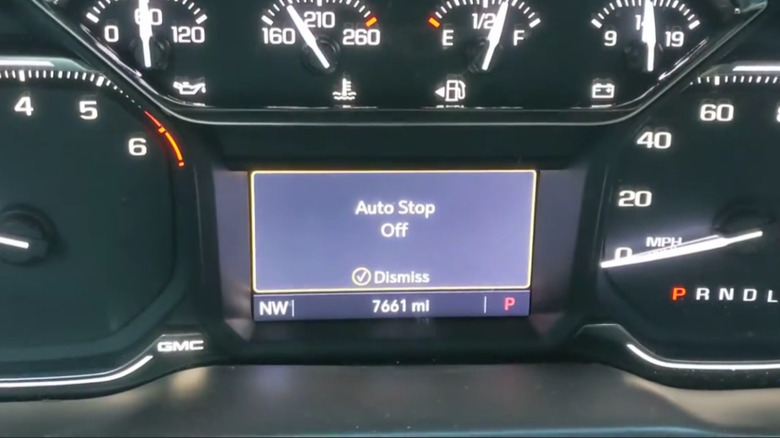 A shot of the automatic stop/start feature in a GM