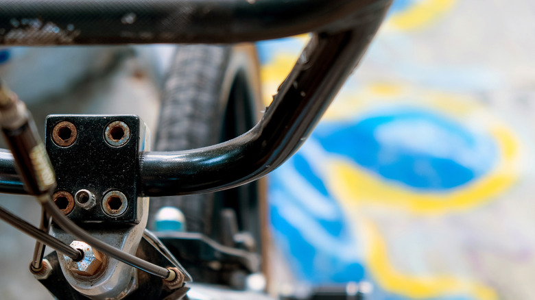 Close-up shot of BMX handlebar