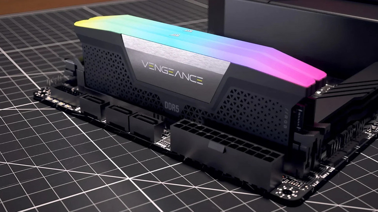 Corsair Vengeance DDR5 RAM sticks installed in a motherboard.