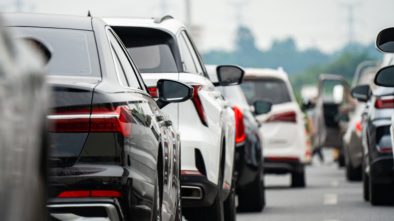 Busy traffic on American freeway