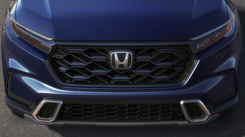 Front view of a Canyon River Blue Metallic Honda CR-V