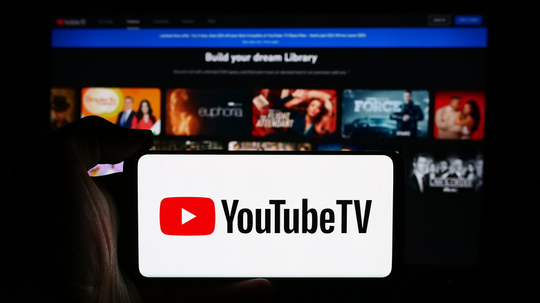 YouTubeTV logo on a smartphone