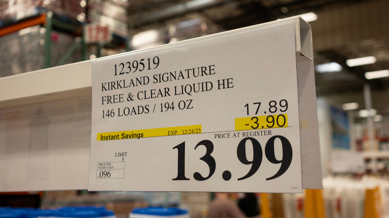 A price tag next to a product at Costco