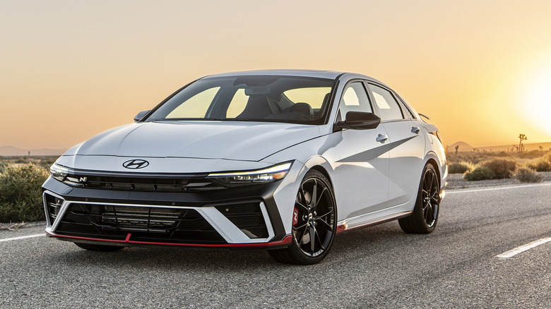 2024 Hyundai Elantra N parked at sunset