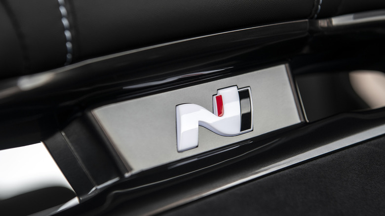 Hyundai N logo in 2024 Elantra N interior