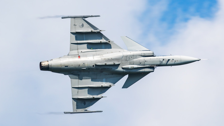 Saab Gripen fighter jet in flight
