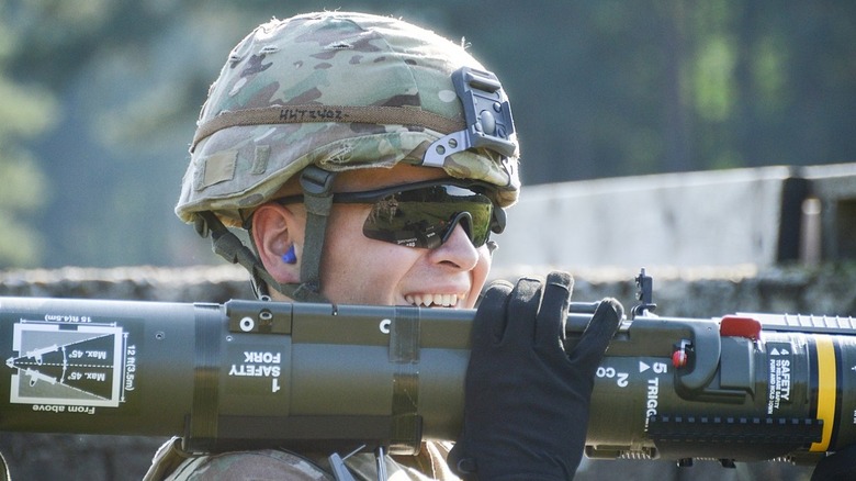 Soldier holding AT4 weapon