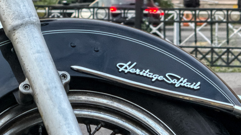 Close-up of Harley-Davidson Heritage Softail