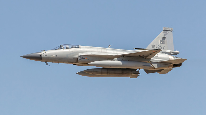 JF-17 fighter jet flying in the sky