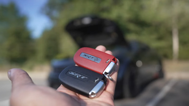 Red and Black Dodge Charger Hellcat keys