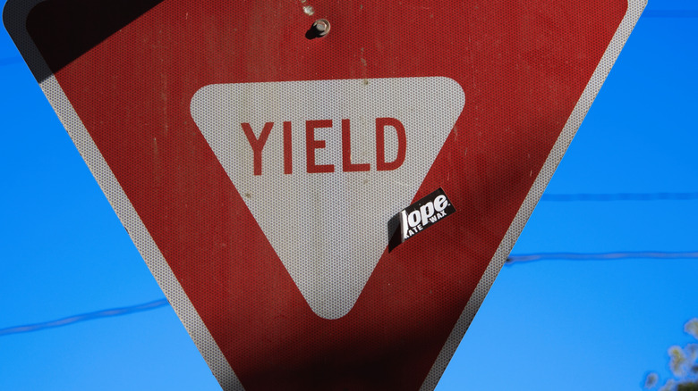 Yield sign on pole
