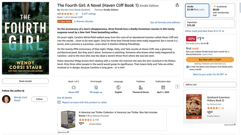 Product page for Amazon First Reads monthly pick