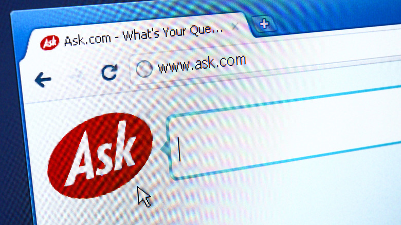 Closeup of the rebranded Ask.com webpage