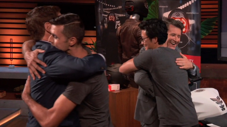 Shark Tank Investors hug Brake Free founders