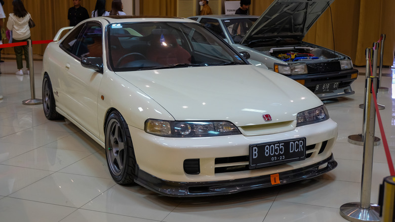 White 90s Acura Integra GS-R on display