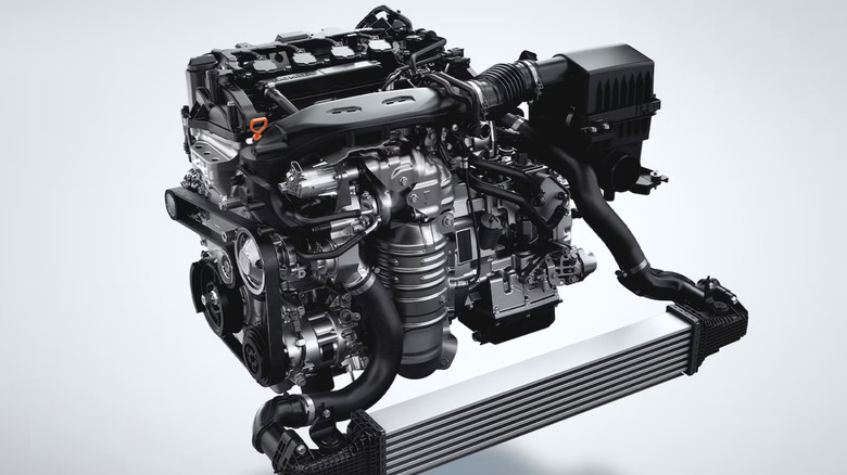 Honda 1.5-liter turbocharged engine on white background
