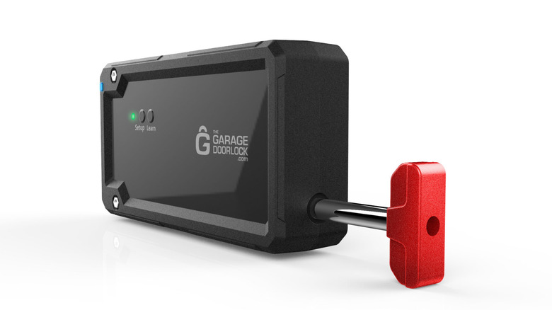 Elock sys garage door opener motor on white background