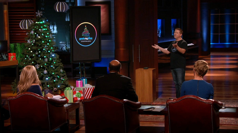 Brad presenting Geek My Tree to the sharks