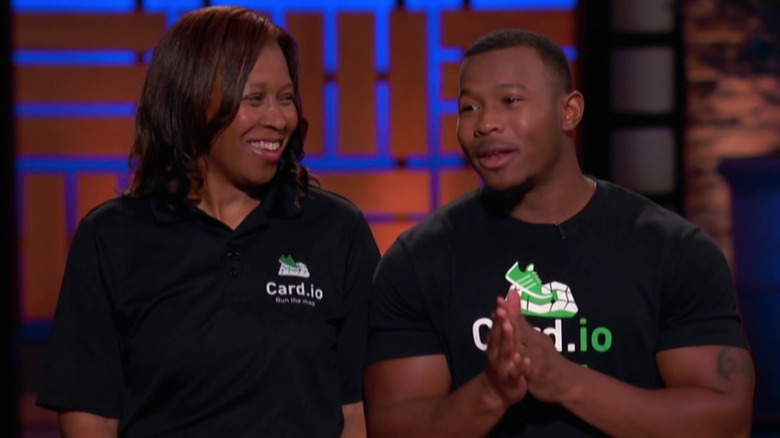 Card.io founder Destin Bell and his mother on "Shark Tank"