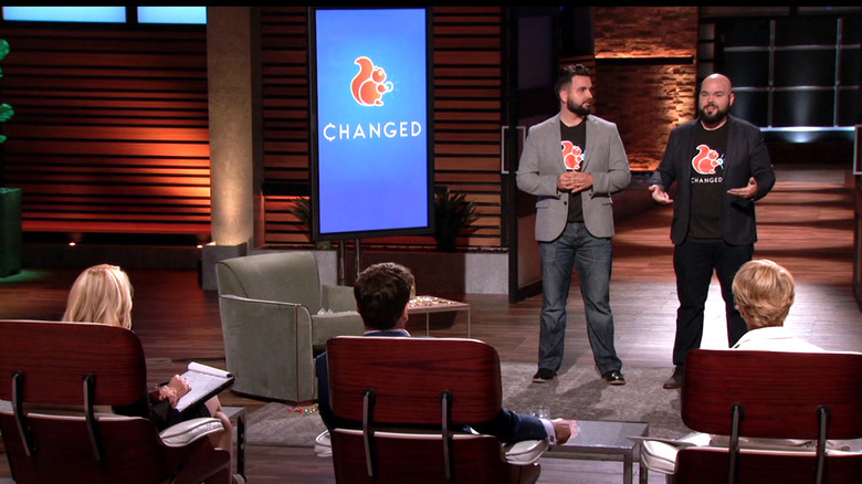 Changed inventors pitching the app on Shark Tank