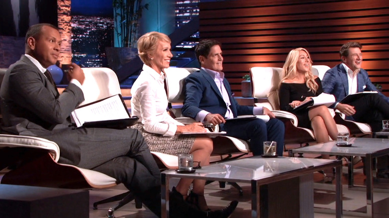 Panelists listening to Changed App pitch on Shark Tank