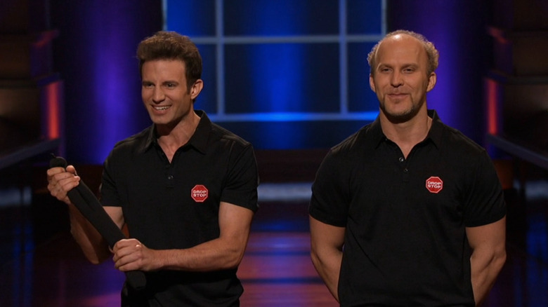 Marc and Jeff presenting the Drop Stop on Shark Tank