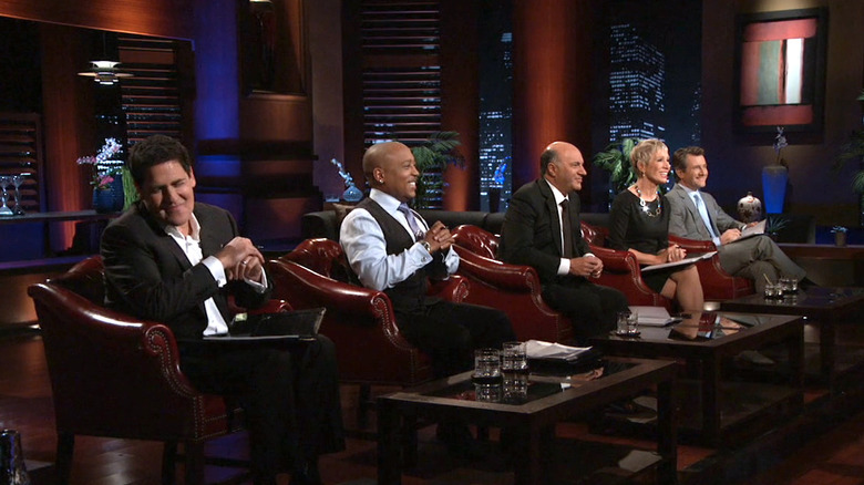 Sharks listening to SoundBender pitch on Shark Tank