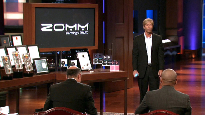 Zomm founder pitching Shark Tank panelists