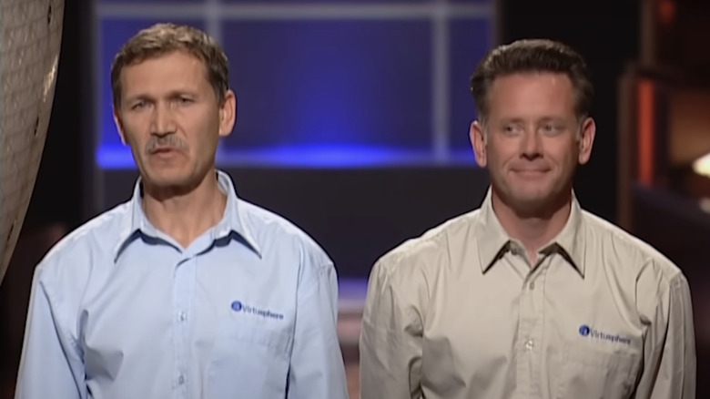 Ray Latypov and Jim Dimascio standing side-by-side during their pitch on "Shark Tank" Season 1.