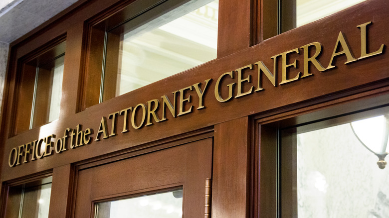 Office of the Attorney General lettering on door