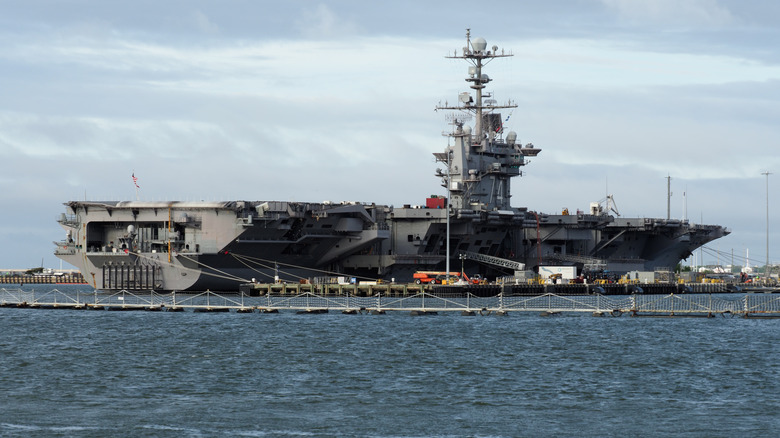 USS John C. Stennis aircraft carrier docked at the Norfolk Naval Base