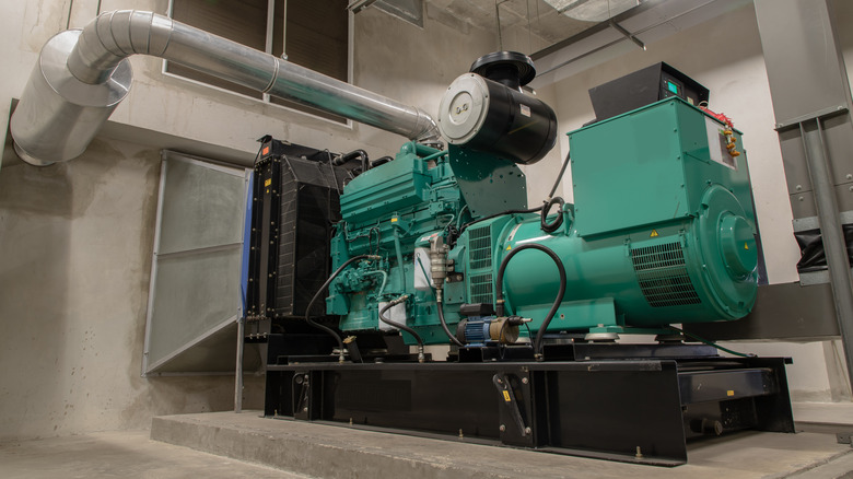 a massive diesel generator used for backup power