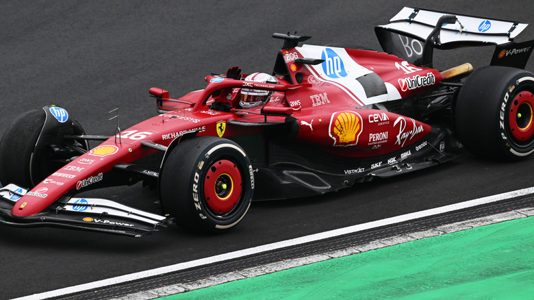 Ferrari Formula One car parked on pit lane
