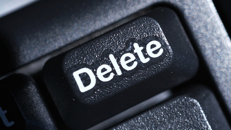 Delete button on a keyboard.